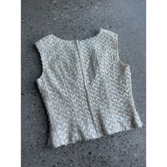 Stephen O’Grady Women Sm Top White Sequin Sleeveless Vintage Formal Glam Vintage - Picture 3 of 4
